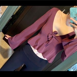 Flowly Long sleeve crop top burgundy AEROPOSTAL